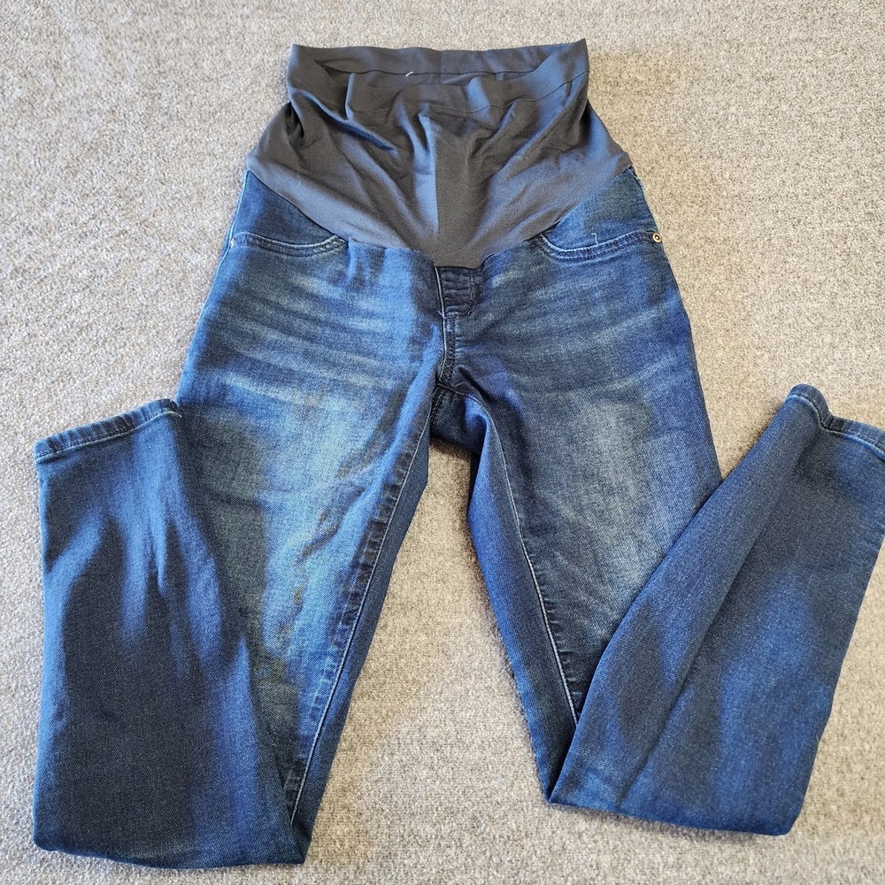 Sonoma Maternity Jeans Womens 4 MAT Blue Stretch Denim Full Belly Panel Straight
